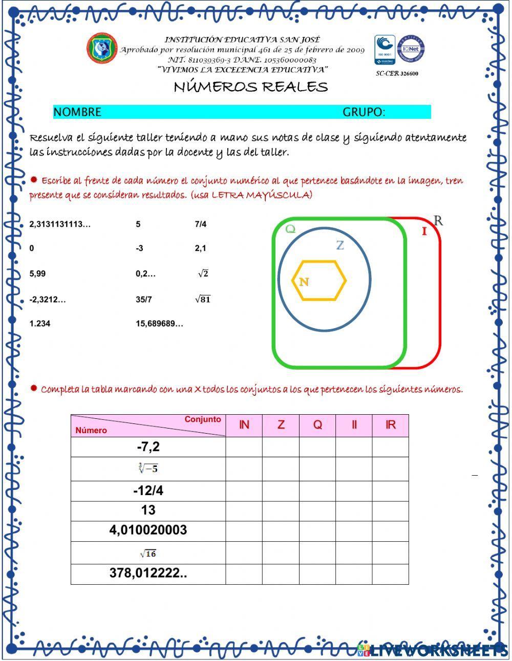 GUIA 2 SEMANA 1 NUMEROS REALES