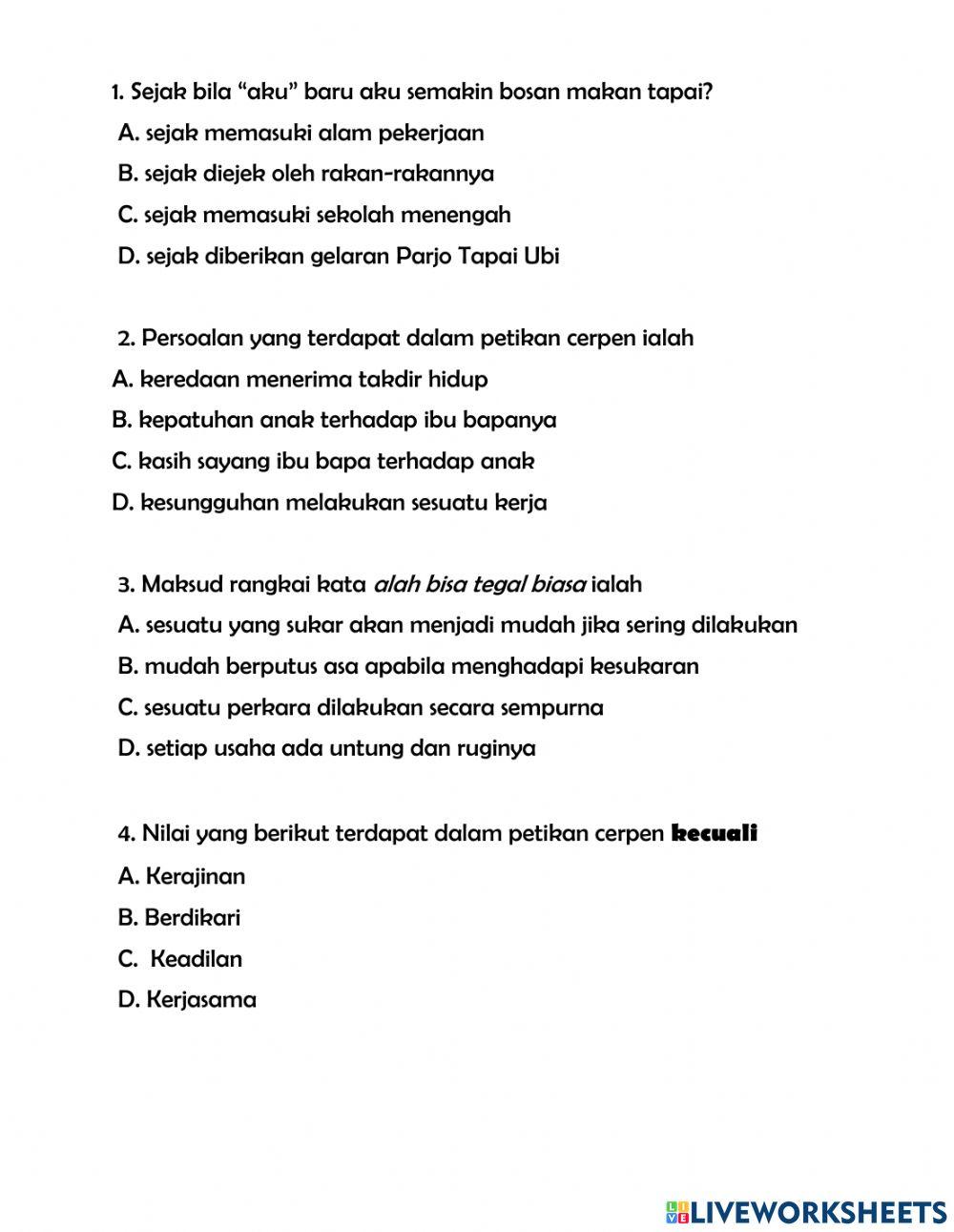 Cerpen legasi tapai ubi