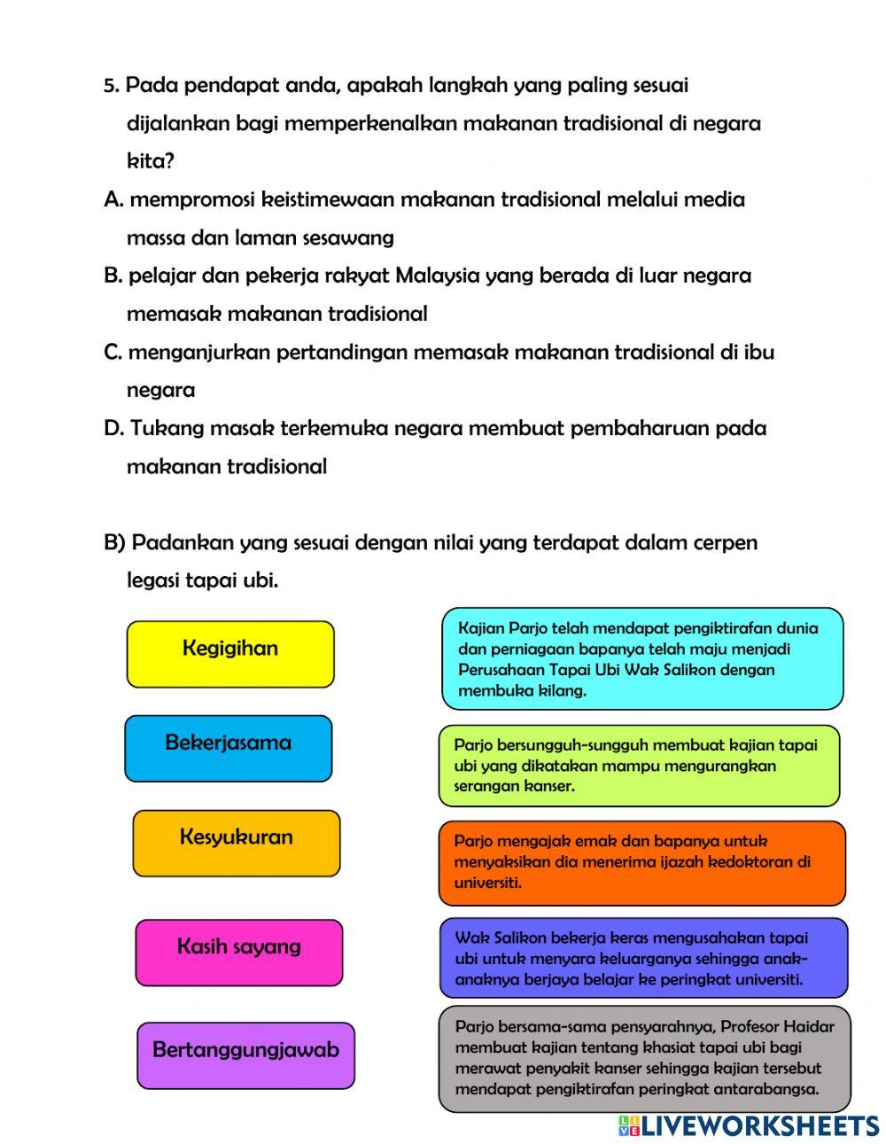 Cerpen legasi tapai ubi