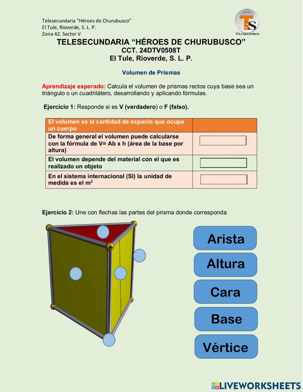 Prismas triangulares y cuadrangulares Primero de Secundaria