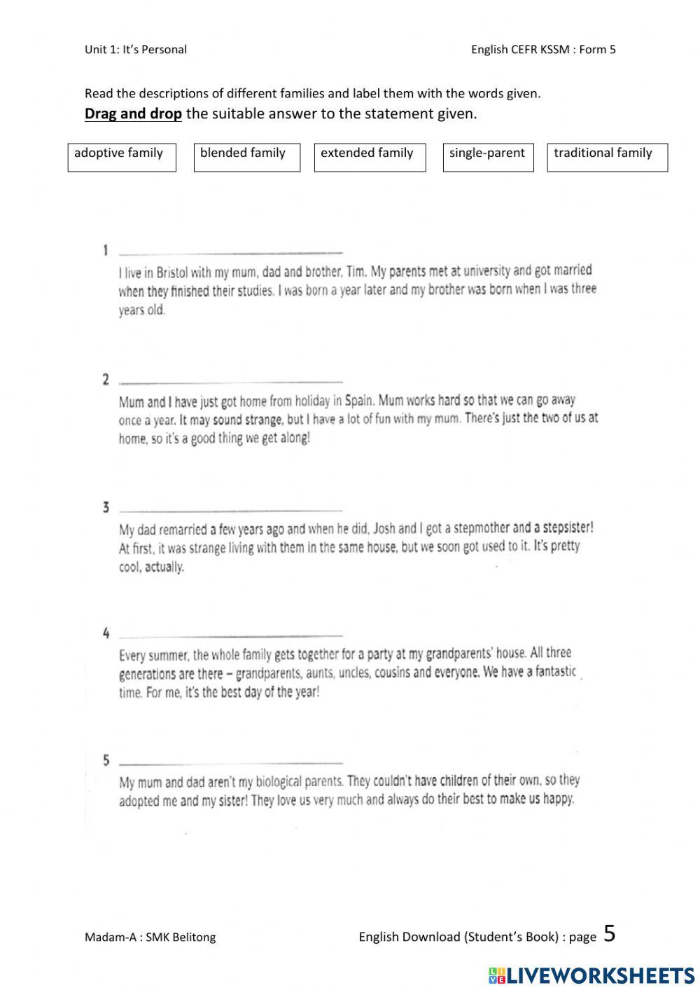 English CEFR Form 5 Unit 1: Page 5