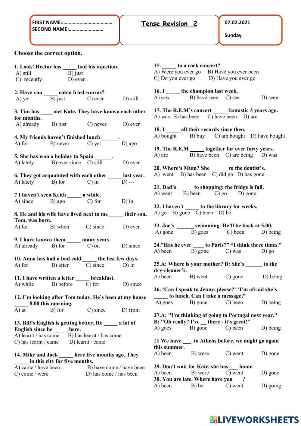 Tense Revision2- Tuğrul
