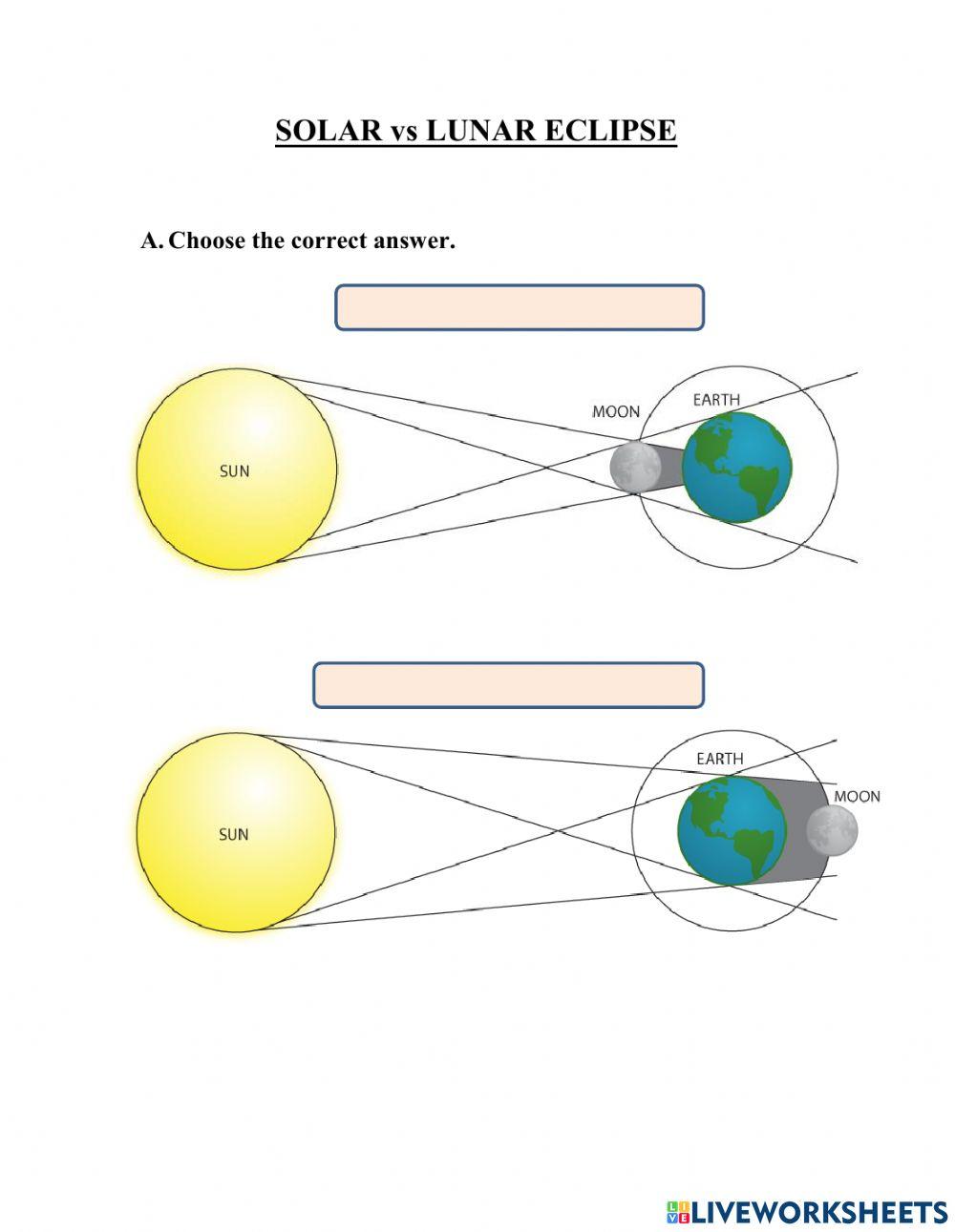 Lunar and Solar Eclipse worksheet | Live Worksheets Lunar and Solar Eclipse worksheet | Live Worksheets