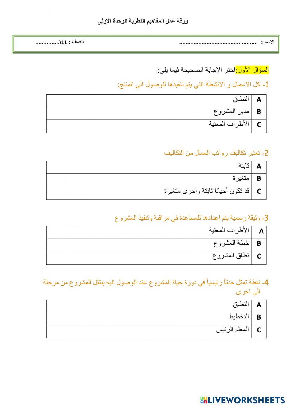 ادارة المشاريع