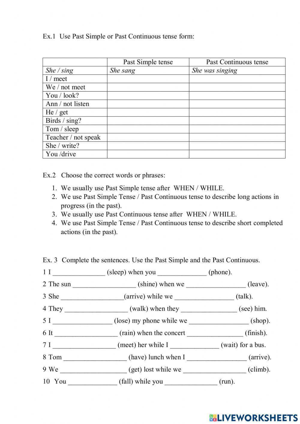 Past Simple and Past Continuous