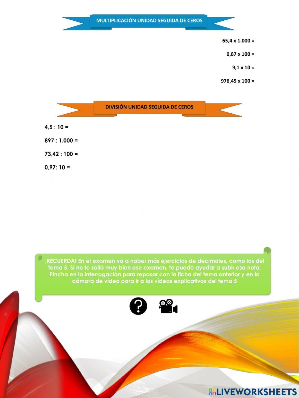 Repaso Matemáticas Tema 6