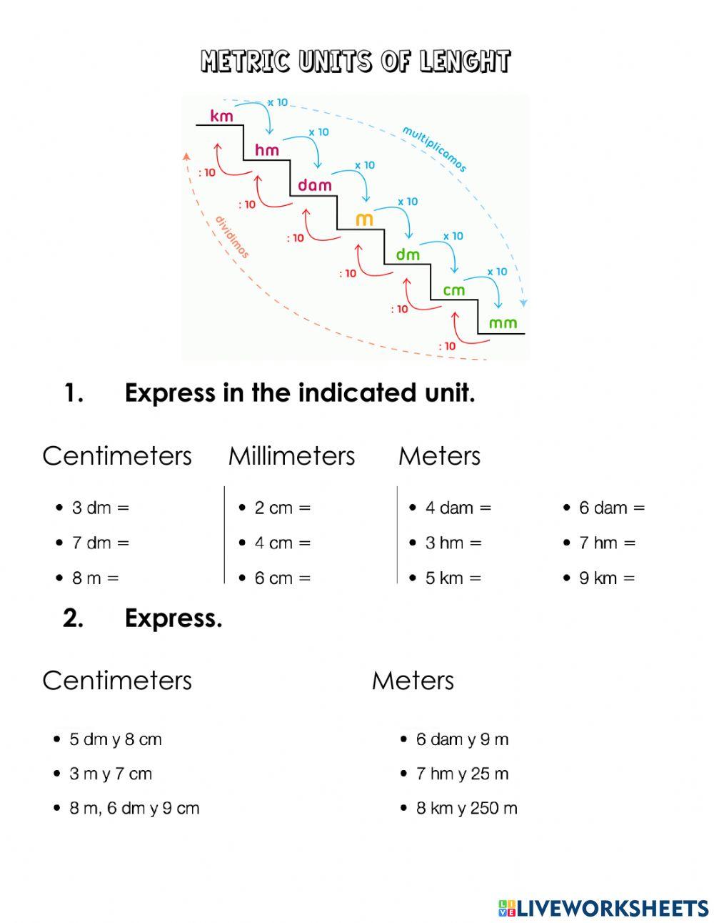 Metric units of lenght