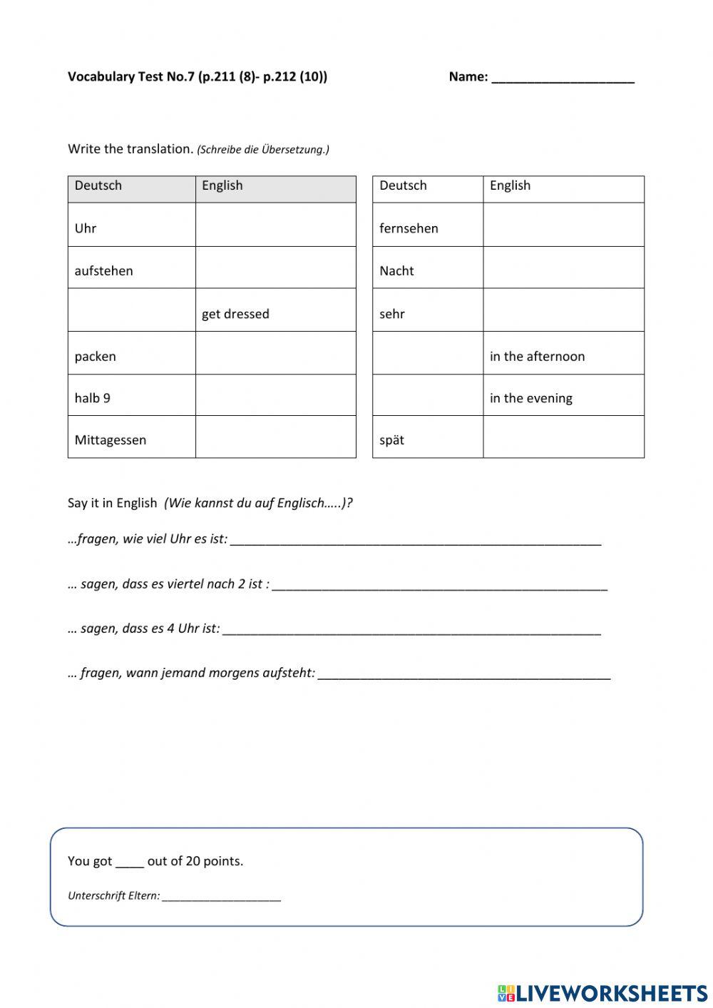 Vocabulary Test no 7