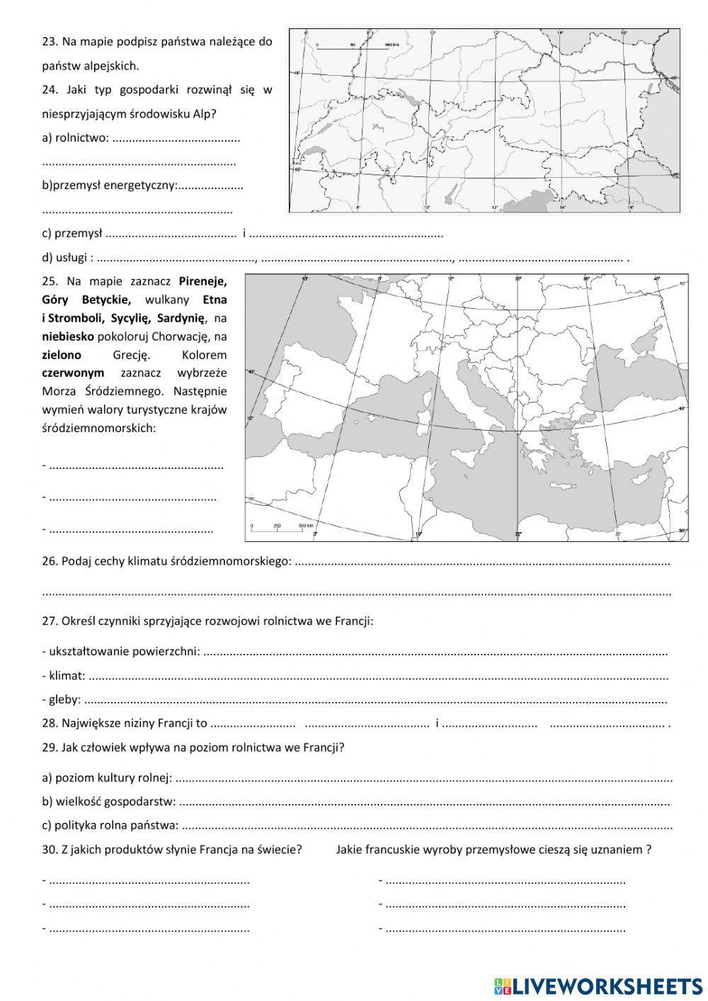 Powtórzenie Środowisko i ludność Europy