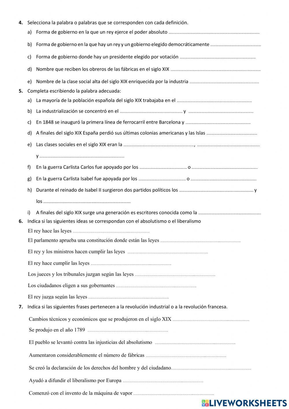 La Edad Contemporánea- Ficha