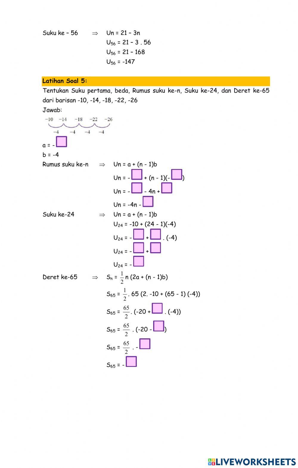 LKPD Barisan Deret Aritmatika