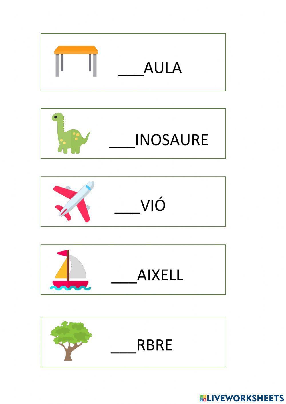 Escriu la primera lletra de cada paraula