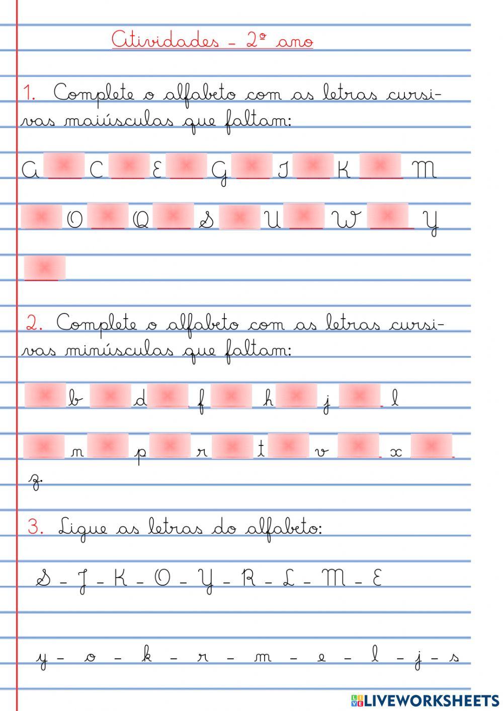 Letras cursiva | Free Interactive Worksheets | 701090, image size:1000x1413