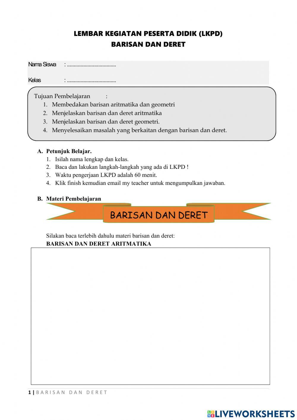 LKPD Barisan dan Deret