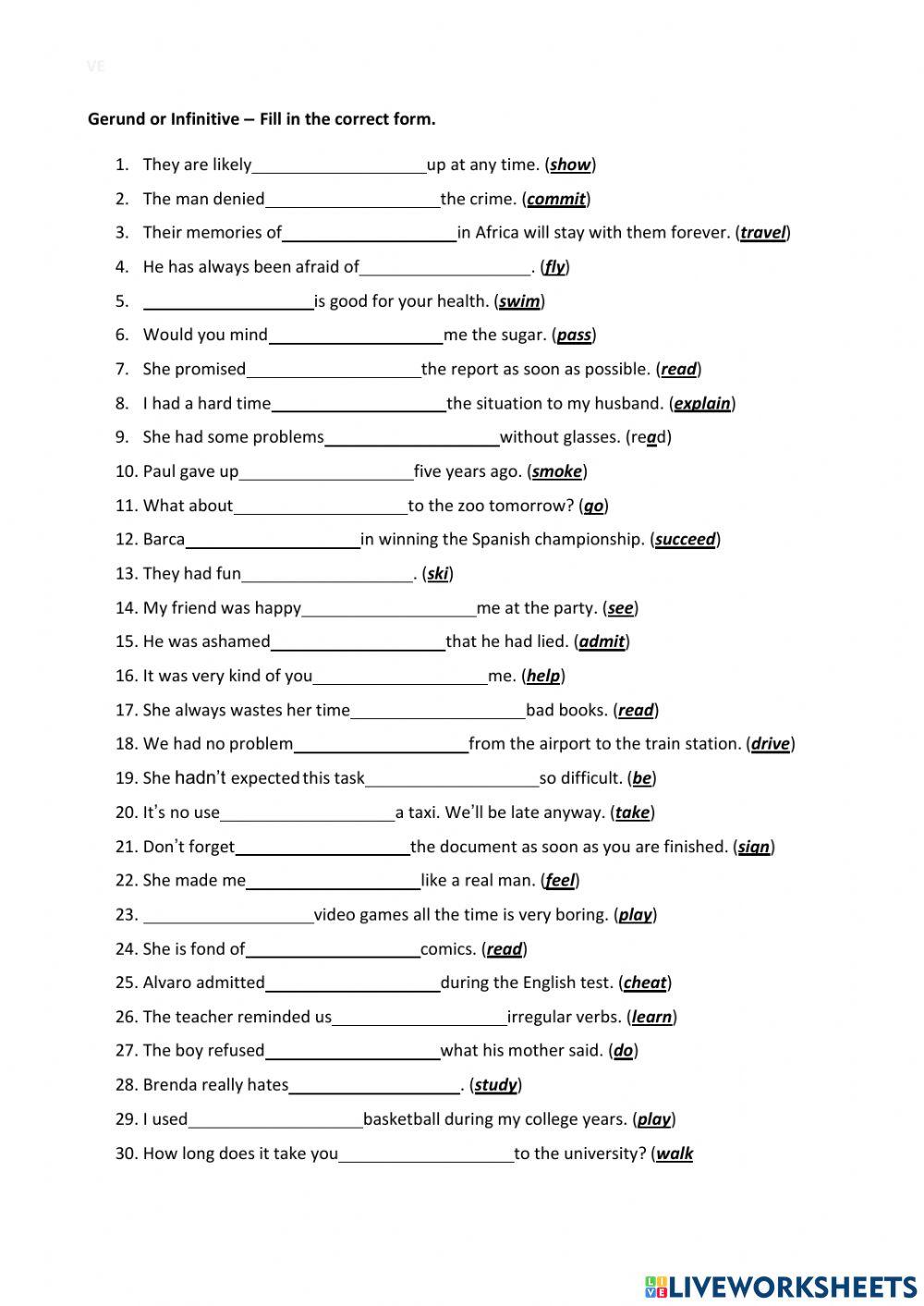 Gerunds or infinitives