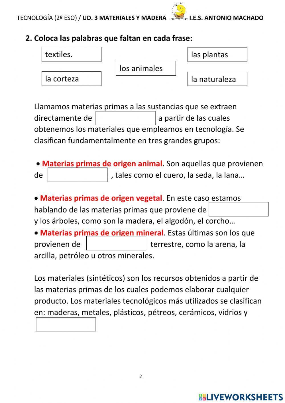 03.01 Clasificación de los materiales (Tecnología, 2º ESO)