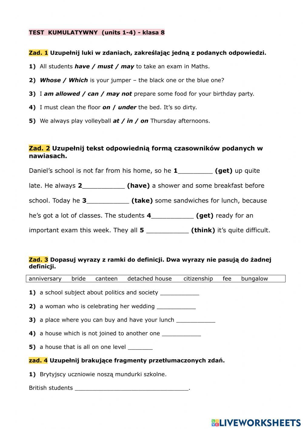 Test kumulatywny units 1-4