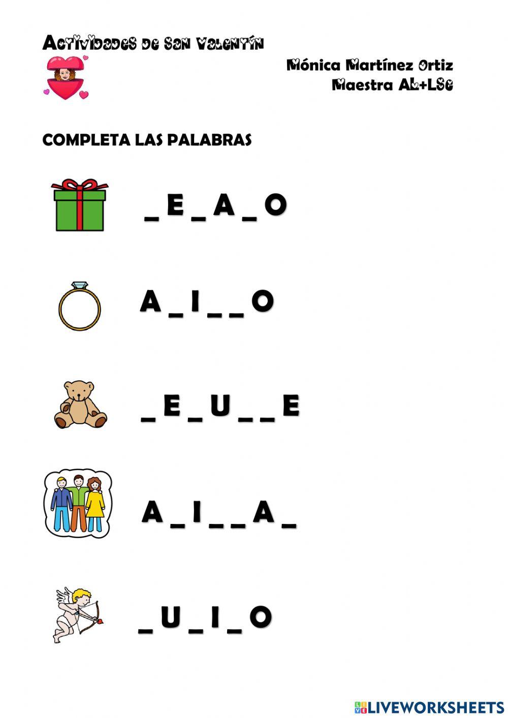 Vocabulario San Valentín