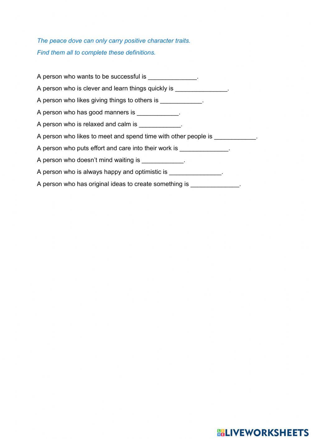 The fight between good and evil-personality adjectives