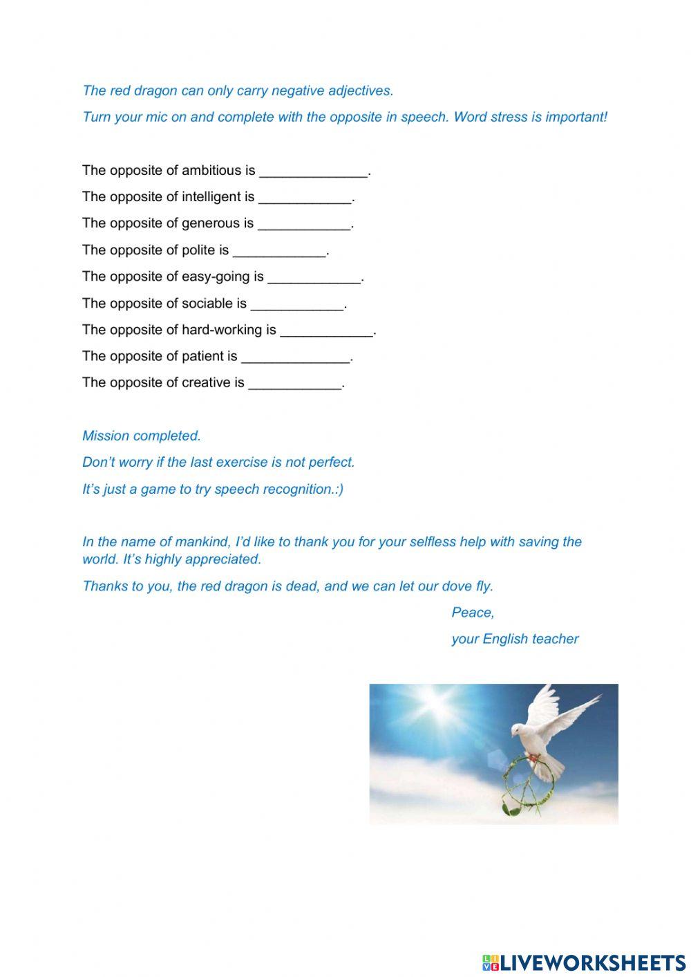 The fight between good and evil-personality adjectives