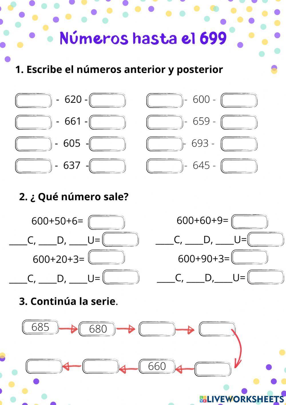 Números hasta el 699