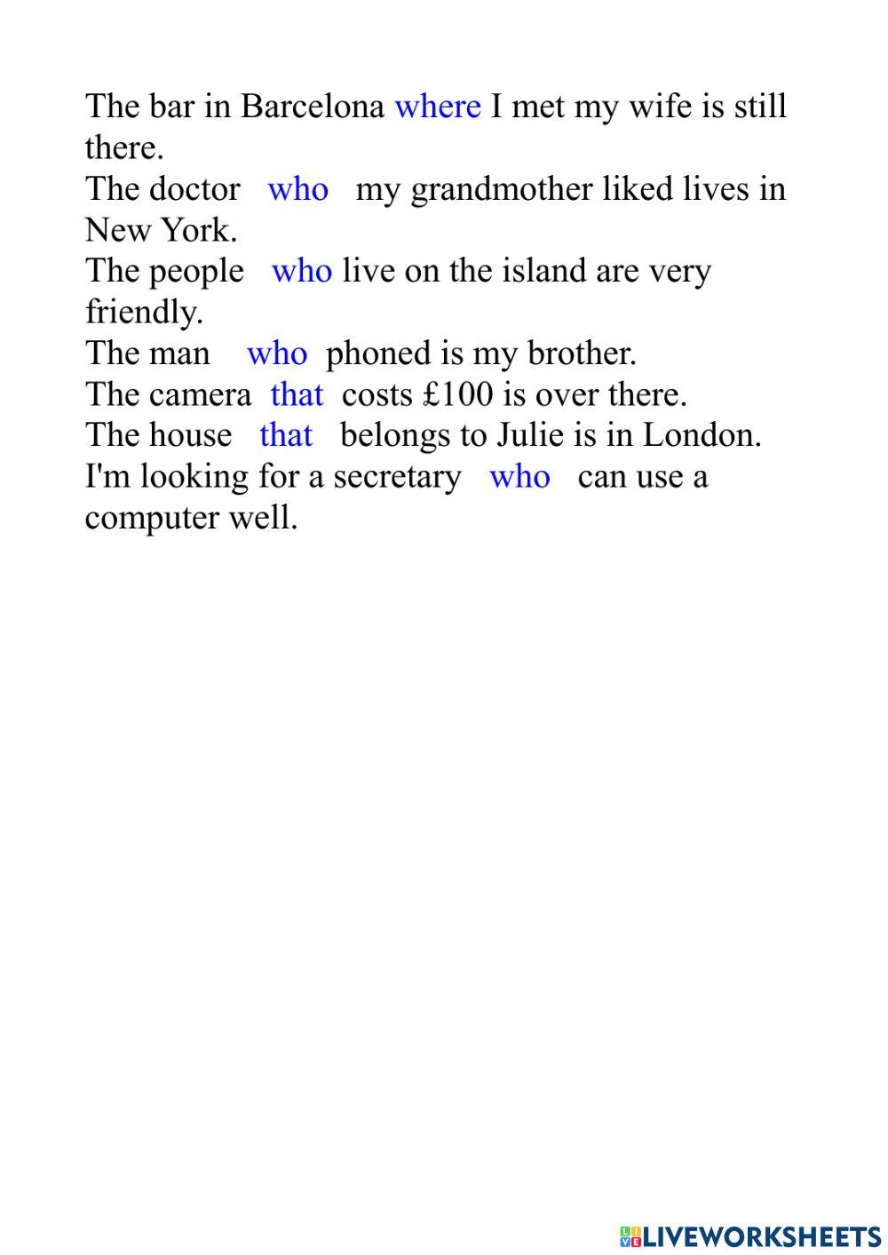 Zdania przydawkowe definiujące