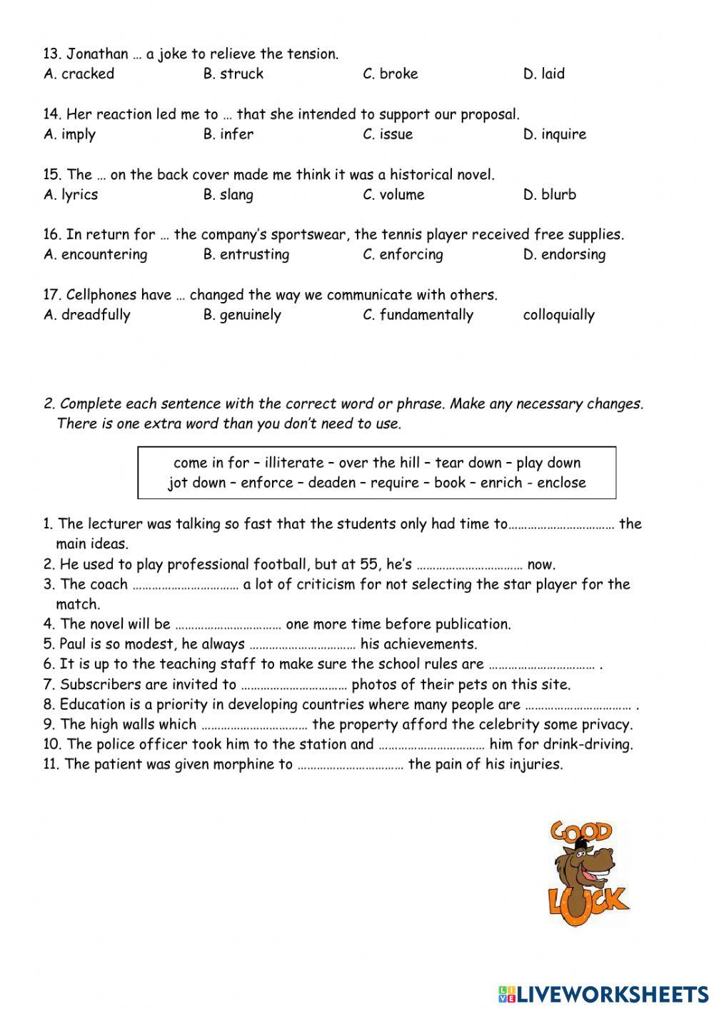 Mastermind Unit 12 Vocabulary Test