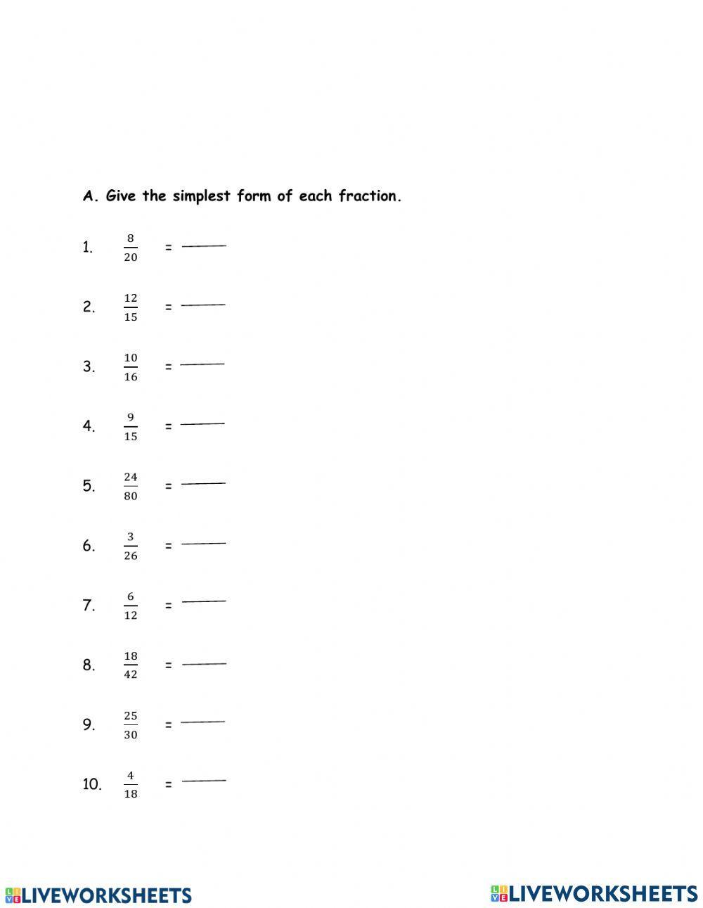 Simpifying fractions