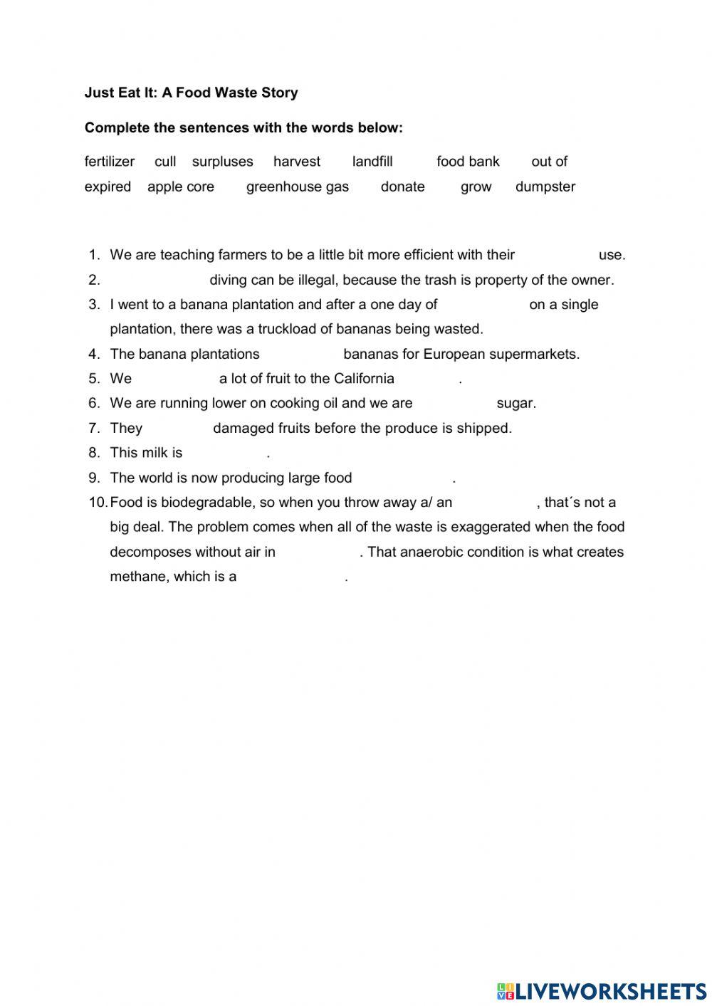 Just Eat It - fill in words