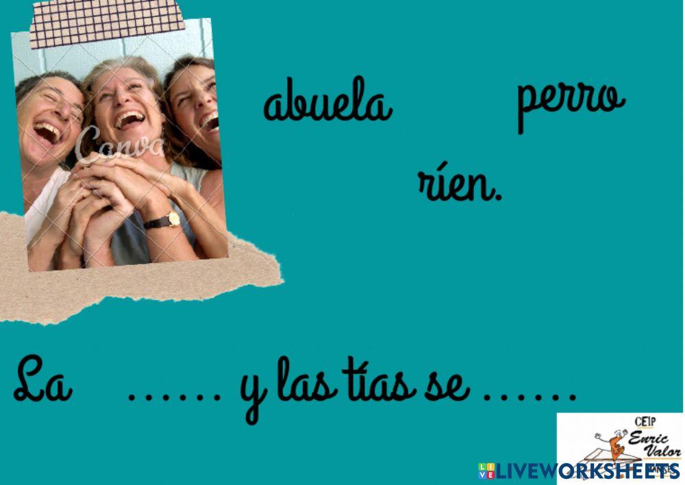 Arrastra para completar la oración. palabras r rr