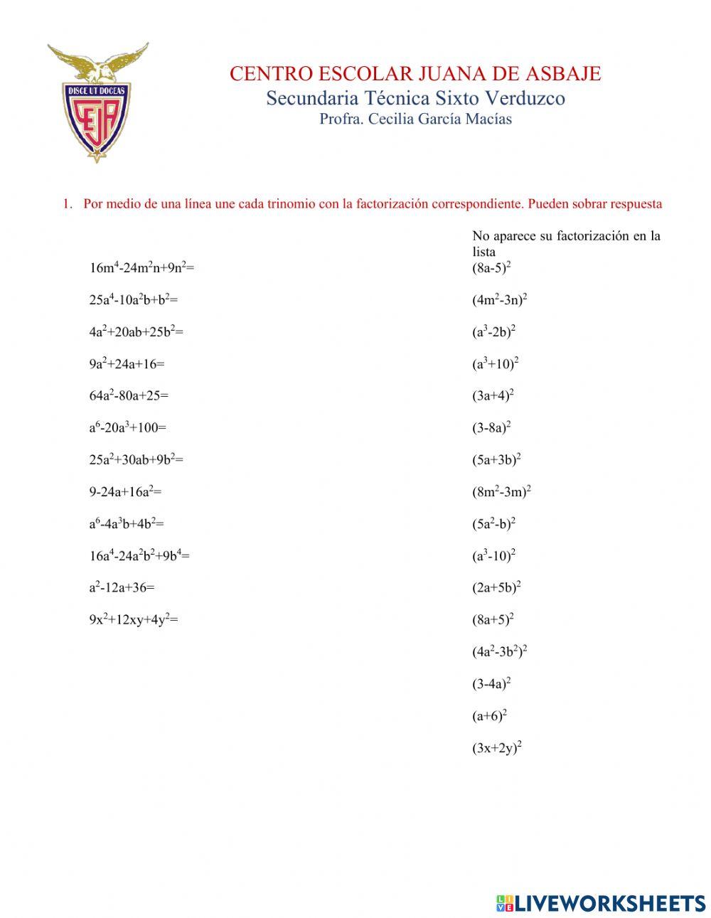 Trinomio cuadrado perfecto