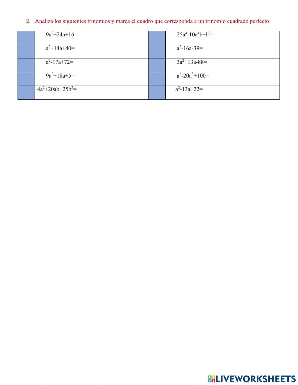 Trinomio cuadrado perfecto