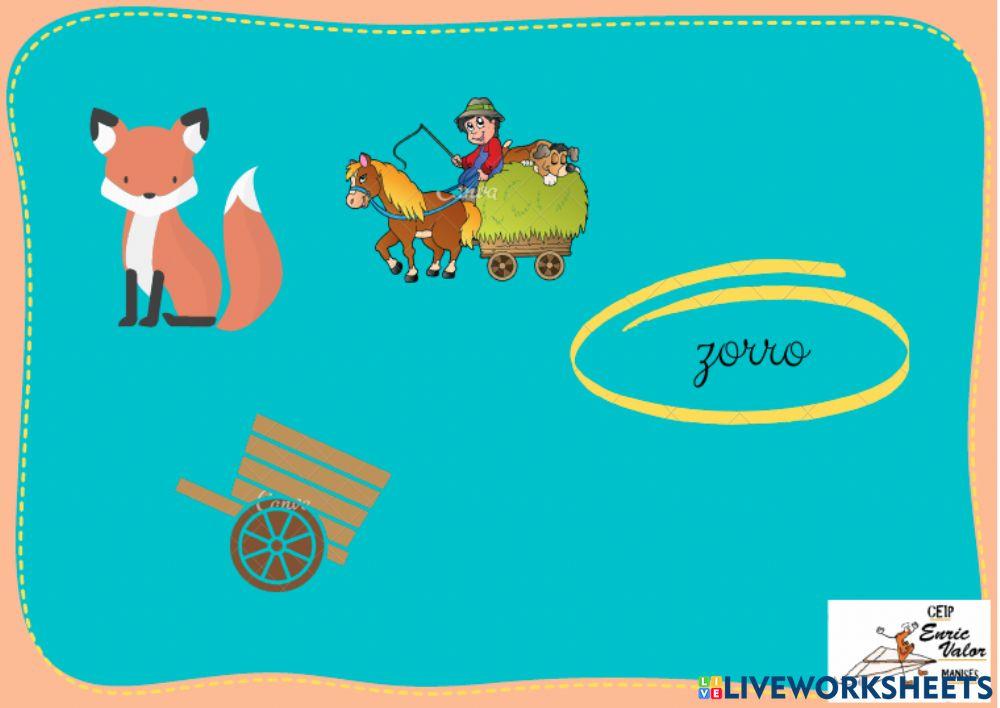 SeLCCIONA EL DIBUJO CORRESPONDIENTE A LA PALABRA R RR