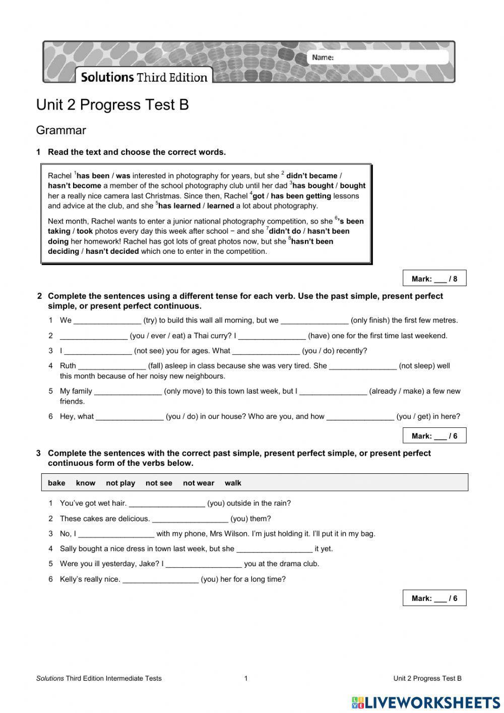 Solution Progress Test Unit 2 B