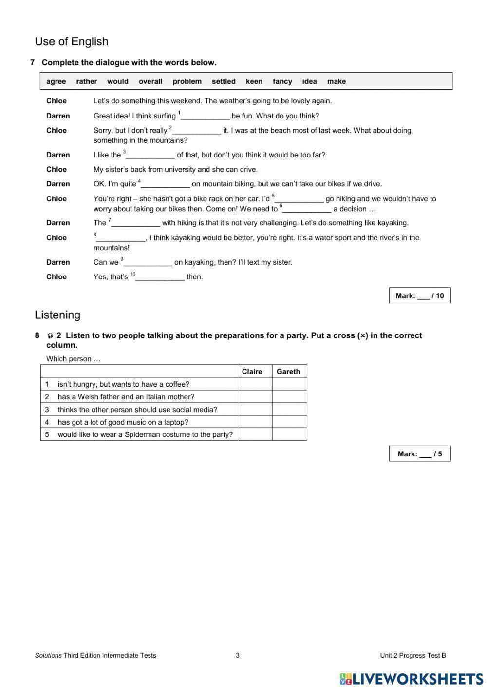 Solution Progress Test Unit 2 B