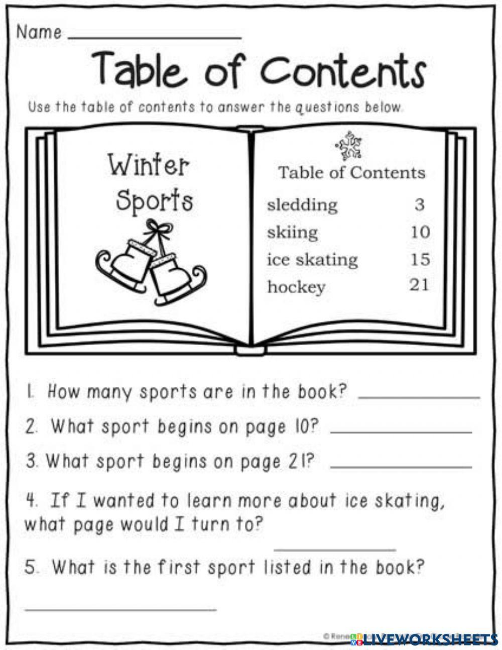 702594 | Table of Contents | TinaL8400 | LiveWorksheets 702594-table-of-contents-tinal8400-liveworksheets
