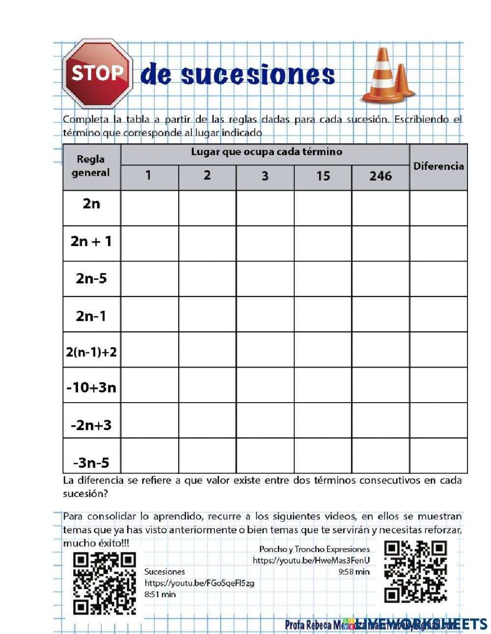 Sucesiones y Expresiones Algebraicas