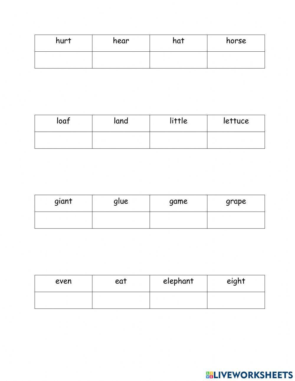ABC order with the second letter Worksheet