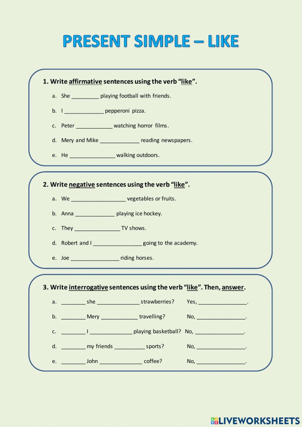 Present Simple - LIKE