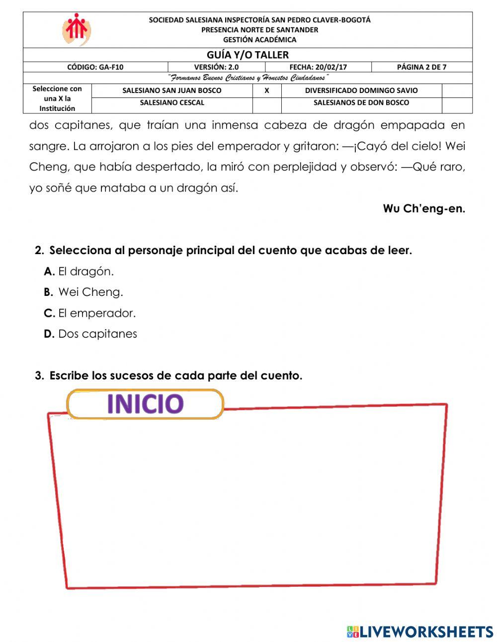 Prueba diagnóstica lenguaje