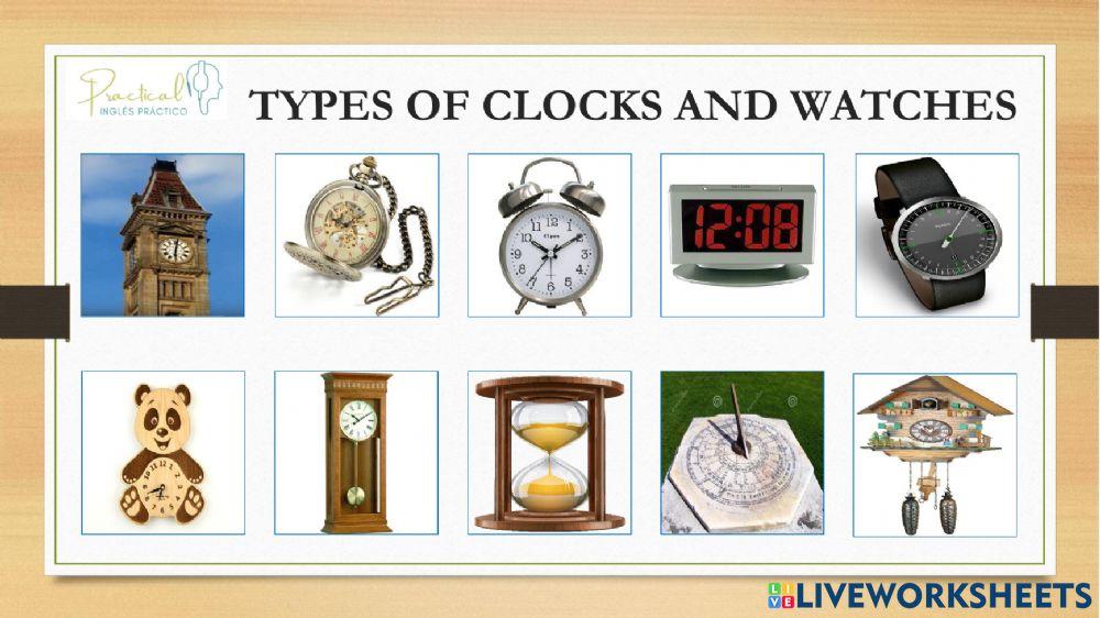 Vocabulary test - types of clocks & watches
