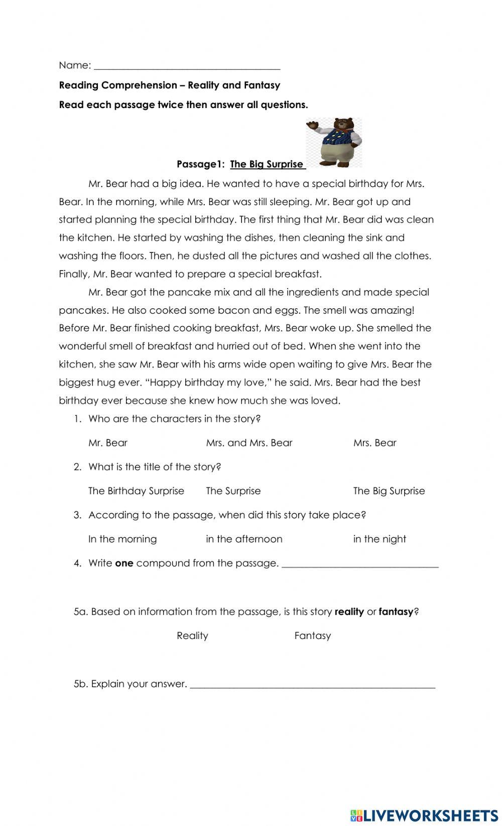 Reality and Fan… | Free Interactive Worksheets | 702801