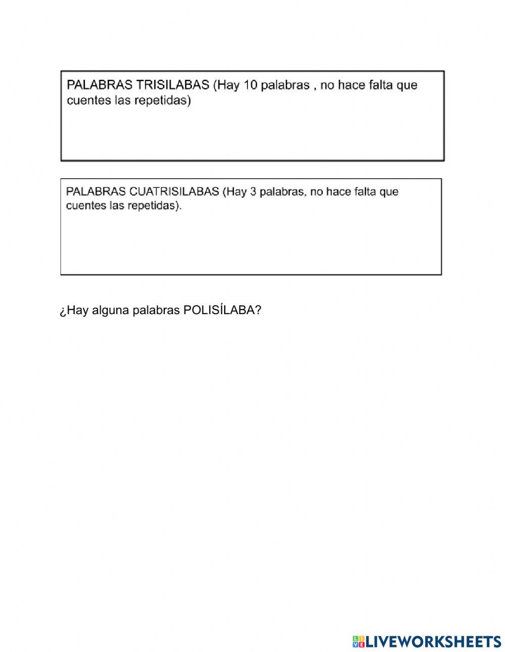 Clasificación de silabas