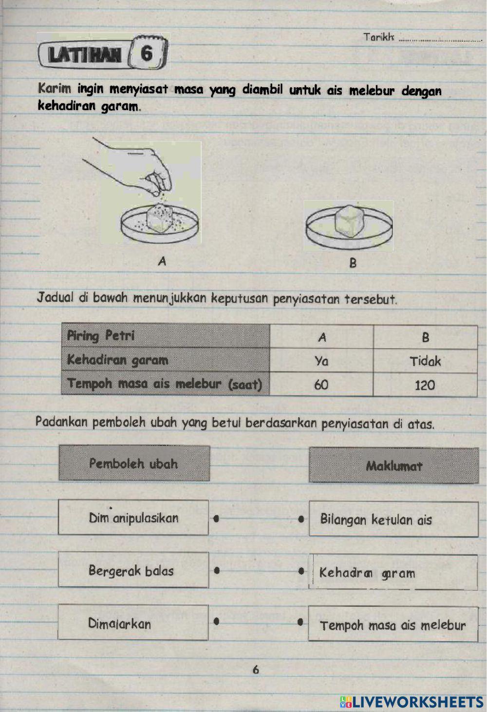 Latihan KPS - Mentafsir data,mengawal pembolehubah dan mendefinasi secara operasi