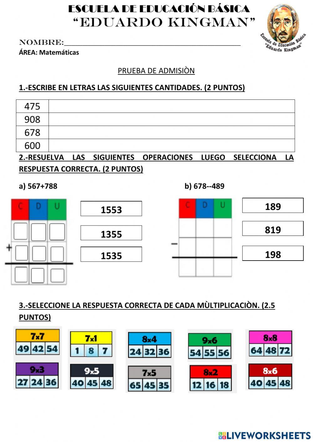 Pruebas de admisión