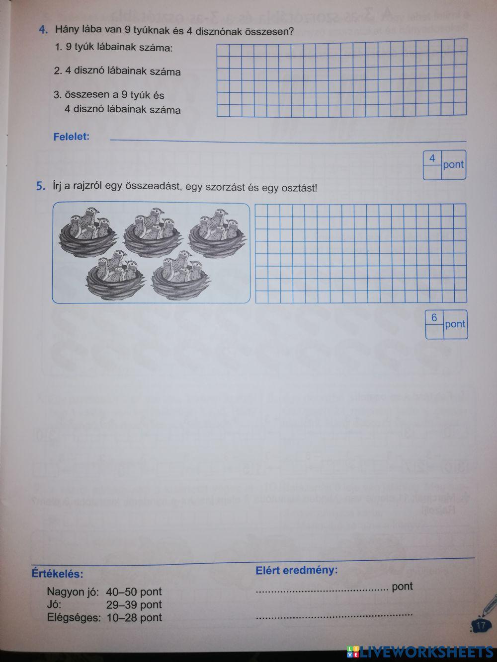 Szorzás felmérő 2