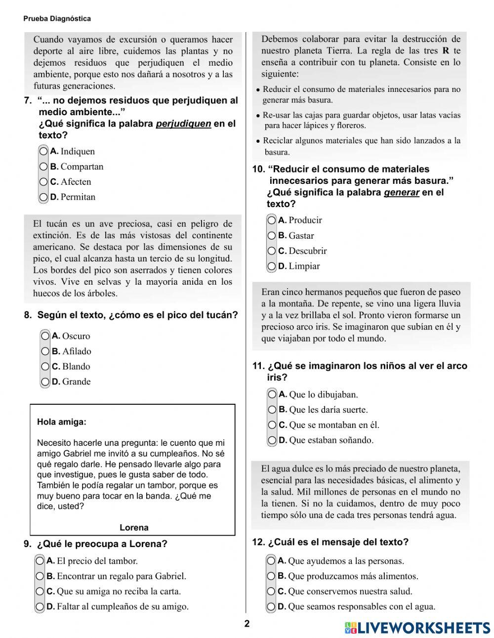 Prueba diagnóstica de Sexto