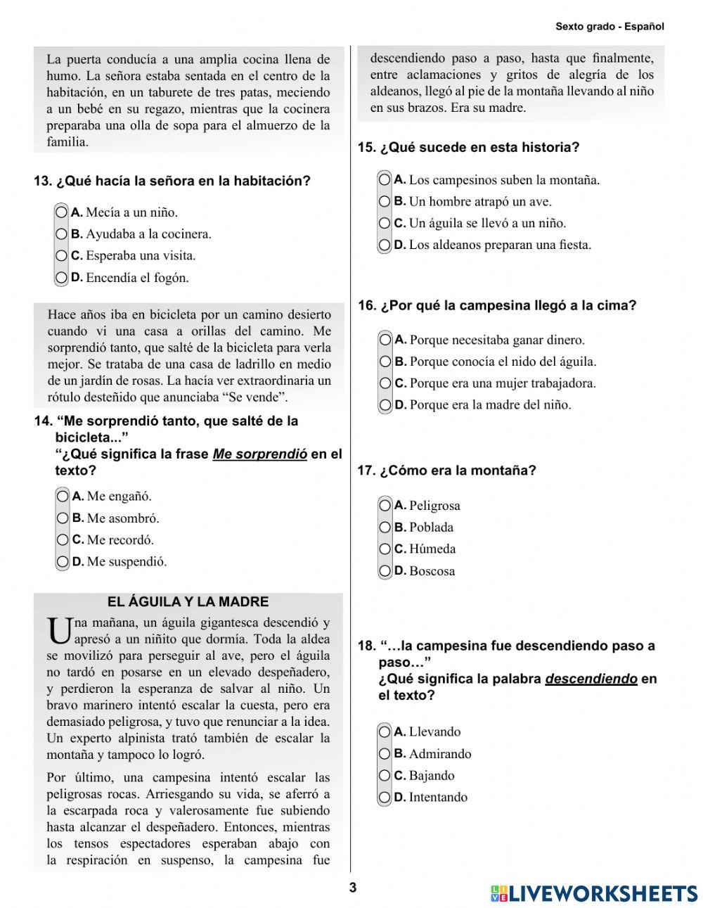 Prueba diagnóstica de Sexto