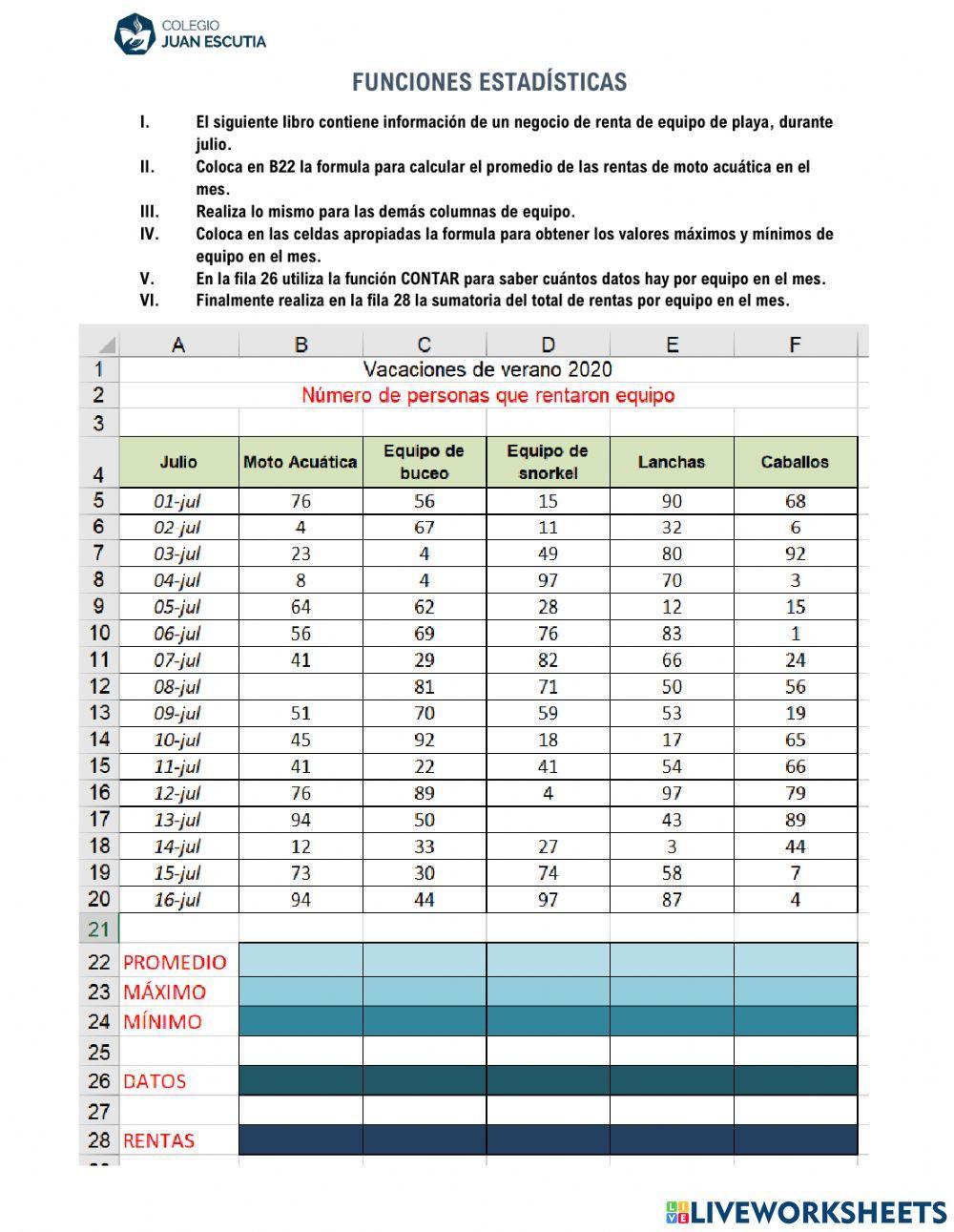 Funciones estadísticas