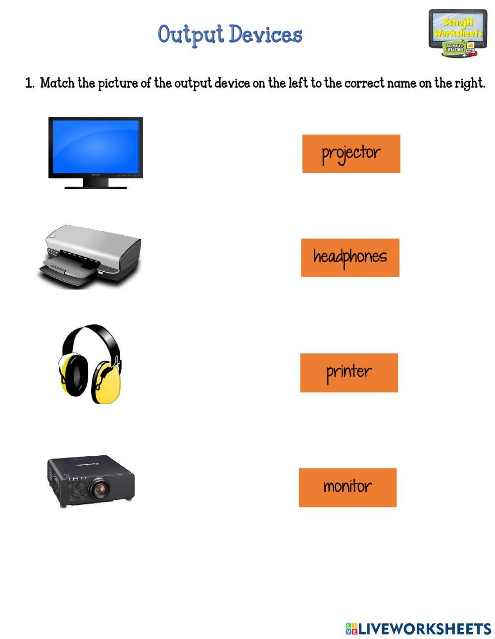 Output Devices Matching Activity online exercise for | Live Worksheets